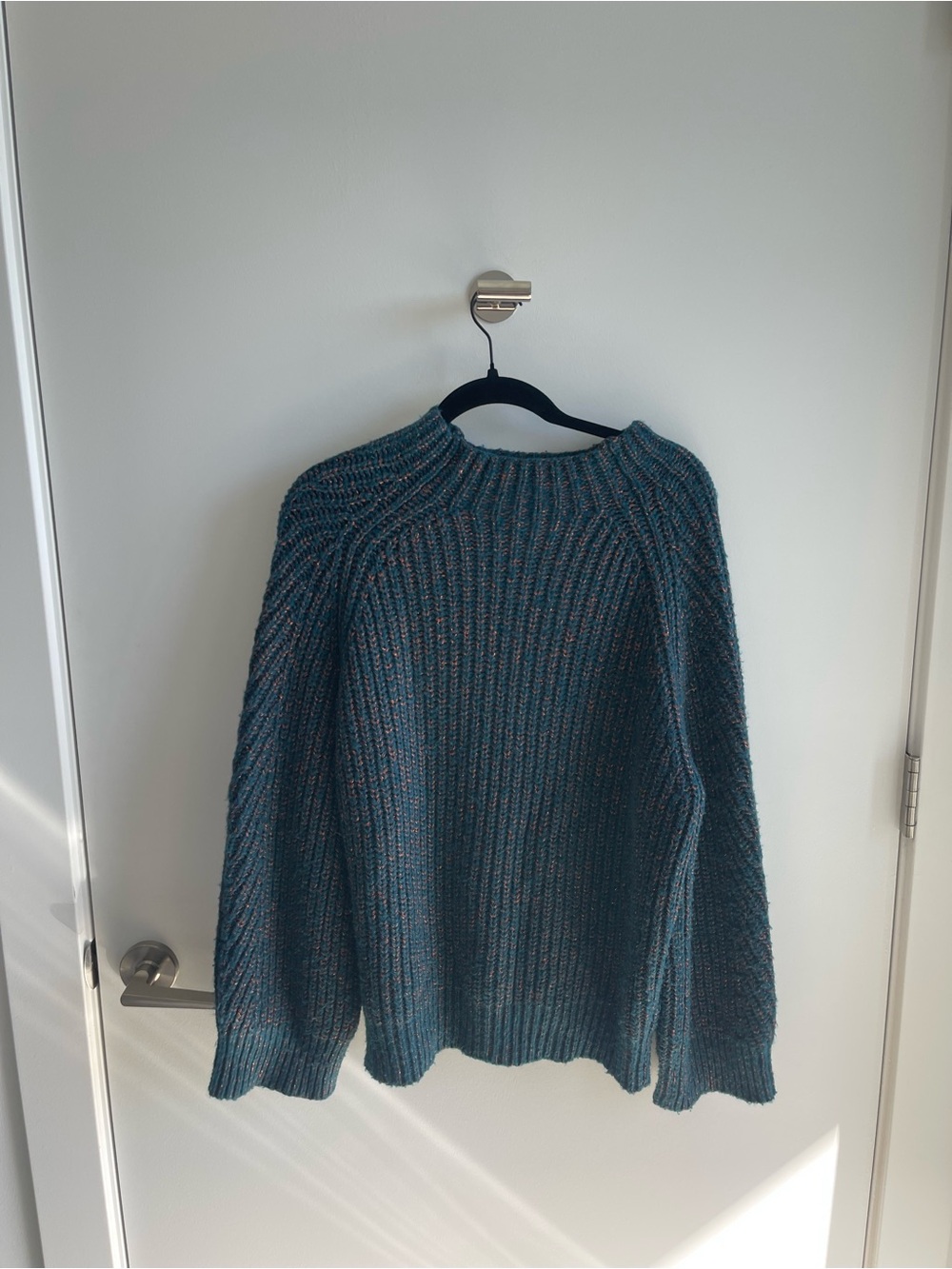 Demylee New York Teal Ribbed Knit Crewneck Sweater